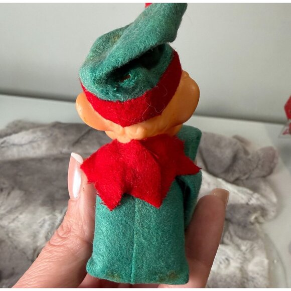 Vtg Green Red Knee Hugger Christmas Elf Pixie RARE EYES CLOSED - Picture 8 of 13